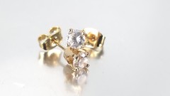Vintage Estate 14K Solid Yellow Gold 0.5ct Cubic Zirconia Stud Earrings 4mm