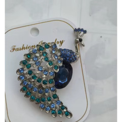 Vintage Style Peacock Bird Rhinestone Crystal Cyan Bird Brooch Pin Pendant Gift