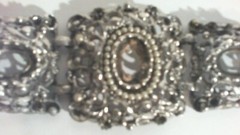 Vtg-Silvertone (SOME FAUX PEARLS) Decorative Link Bracelet 6 1/2-7 in SEE DESCR.