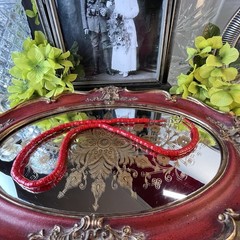 Vintage 28” Red Glass Rondelle Bead Necklace – Gold Tone Spring Ring Clasp