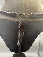 Peacock Dyed Freshwater Pearl Necklace Iridescent Black Baroque Lariat Drop