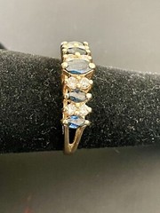 14KT Yellow Gold Sapphire and Diamond Ring. Size 6.5 (S179)