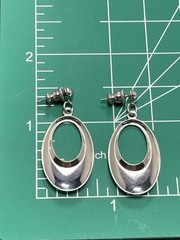 Vintage 1.5” Silver Tone Textured Metal Dangle Earrings