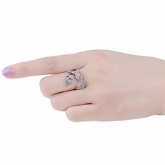 1.66TCW Fancy Pink & Vivid White Cubic Zirconia Pretty Leaf Design Wedding Band