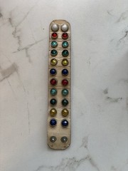 XX-RARE VINTAGE 1960s-70s ROCKABILLY/HIPPY/BOHO/LEATHER JEWELED WRISTBAND 👀