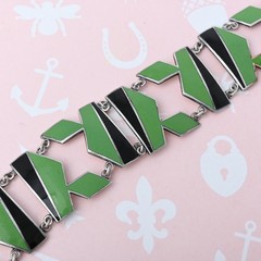 Vintage 1930s Art Deco Machine Age ENAMEL Modernist Necklace