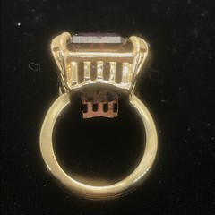 Vintage 18KT GE Gold Plated Large Purple Crystal Unique Cut Ring varied sizes