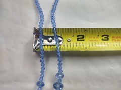 Vintage Beaded Necklace Light Blue Faceted Beads Hearts Magnetic Clasp Jewelry