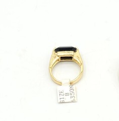 Vtg Sz 8 Ring Lg Black Cubic Zirconia 18KGE Gold Electroplated Jewelry StyL2