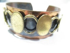 Copper and Brass Mixed Metal Odd Design Cuff Bracelet Vintage