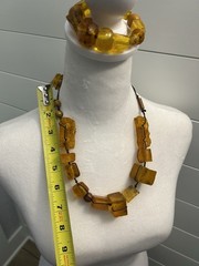 VTG Genuine Amber Chunk Necklace & Bracelet Fossilized Bug Debris Unique Beaded