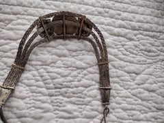 Vintage Antique Tibetan Silver Mesh Orange Beeswax Amber Necklace Jewlery