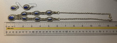Vintage Lapis Lazuli Afghan Tribal Boho Brass Pendant Necklace & Earring Set
