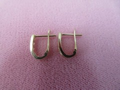 Vintage 14K Solid Y. Gold U-Leverback CZ Earrings 1.29 Grams (#401)
