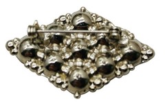 Vintage Aqua Glass Mid Century Rhodium Plated Old Hollywood Glamour Brooch