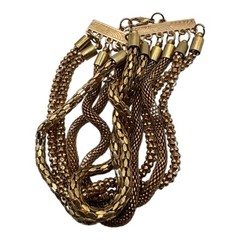 Vintage Multi-Strand Gold-Tone Bracelet – Textured Chain Layers, Toggle Clasp