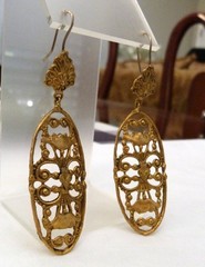 3 1/8″ LONG VSA || VIRGINS SAINTS & ANGELS SACRED HEART FLOWER FILIGREE EARRINGS