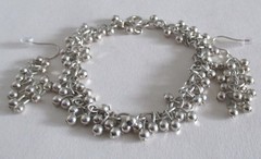 SET: STERLING CHA CHA BRACELET & EARRINGS, 7 INCHES WRIST, 2 INCHES EARRINGS