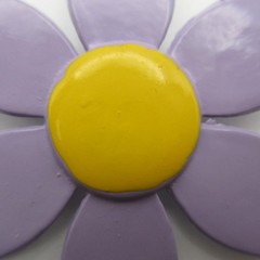 Vintage Flower Brooch Painted Metal Purple Yellow Daisy