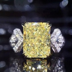 4.02Ct Emerald Cut Lab-Created Citrine Diamond Engagement 14K White Gold FN Ring