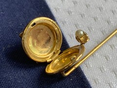Vtg – Antique Stick Pin Lot Enamel Rhinestone Cloisonne Locket Costume Jewelry
