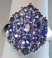QVC Vintage Sterling 925 SGF Thailand Lab-Created Tanzanite Cocktail Ring S6.75