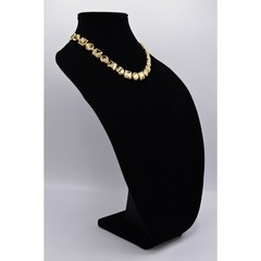 Vintage Chunky Geometric Collar Statement Necklace Shiny Gold Linked 1980s BinN