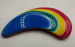 Acrylic/Lucite Rainbow Swoop Pin 3”
