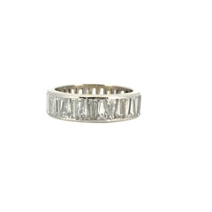 Vintage 14k White Gold Trapezoid Baguette Diamond Eternity Ring Band