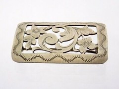 Vintage Marked RJ 800 Silver Flower Design Brooch Curved Motif Pin Flowers 10.6g
