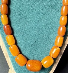 Vintage Soviet Baltic Amber Graduated Butterscotch Marbled 33g Necklace 26.5”