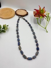Vintage Natural Lapis Lazuli & Agate Bead Necklace – Authentic Earth Minerals