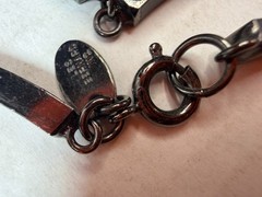 Vintage Necklace Les Bernard Bar Link Black Gray Metal Signed 36 in H1