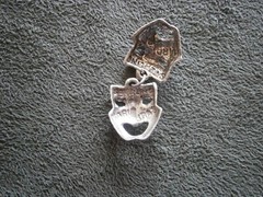 Mardi Gras Theater Masks Vintage Sterling Silver Bracelet Charm Pendant 3.1g