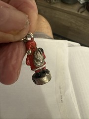 Vintage 3D Holiday Christmas Santa Claus Enamel Pendant Bracelet Charm Keychain
