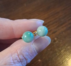 Vintage Cultra 8mm Jade(?) Sphere Gold Filled Screwback Earrings See Pics/Descri