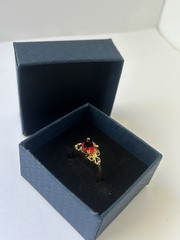 Vintage Red Cubic Zirconia Ring Gold Plated Womens Size 9