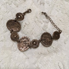 Brown Copper Tone Rhinestone Bracelet Oval Stones Aurora Borealis Elegant Chain