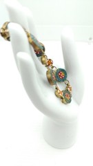 Italian Vtg c1930s Micro Mosaic Multi Color Floral Design Linked Bracelet Size 7