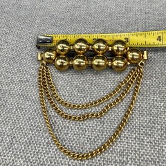 Vintage Brooch Gold Tone Beads Triple Chain Drape 3.5 Inches
