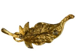 Vintage Gold Tone Rhinestone Leaf Brooch 3.5 inches