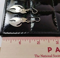 Adorable Vintage ALPACA Stamped Stylized 1¾” Kitty Cat Dangle Earrings!