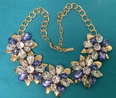 Baublebar Sugarfix Large Statement Gold Tone Blue Clear Rhinestone Necklace