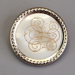 Vintage Monogram Brooch Decorative Scrollwork Round General Manufacturing USA