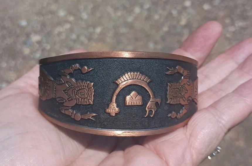 Vintage Copper Buffalo Dancer Southwestern Cuff Bracelet