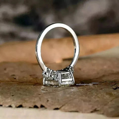 3.50 CT Emerald Cut Lab Created Diamond Engagement Ring 14K White Gold Plated