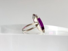Faux Amethyst Stone Sterling Silver XL Solitaire 925 Vintage Ring – sz 6.5
