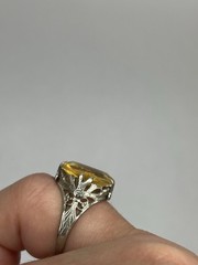 Antique Ring Art Deco David BELAIS Filigree 10k White Gold Sz 6