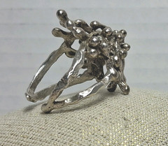 Vintage Sterling Silver Statement Textured Spike Ring Size 9 Adjustable