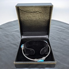Vintage FAS 925 Sterling Silver Cuff Bracelet 3 Turquoise Cabochons 13.9g ✨